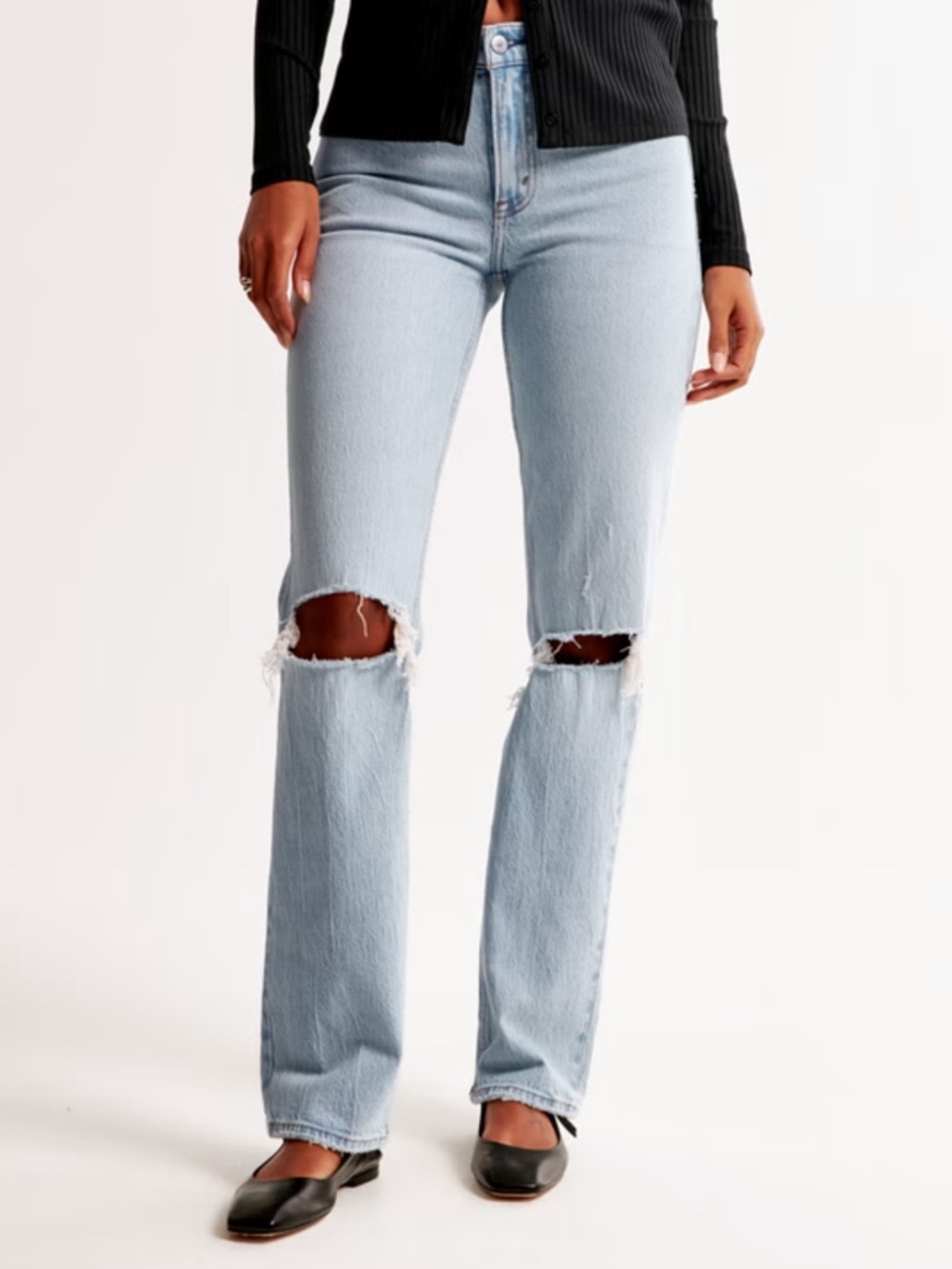 Abercrombie & Fitch The 90s Straight Mid Rise Distressed Jeans Size 33/16R